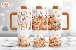 Just A Girl Who Loves Fall 40oz Tumbler Wrap PNG Sublimation Product Image 1