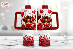 Valentine Highland Cow 40oz Tumbler Wrap Sublimation PNG Product Image 2