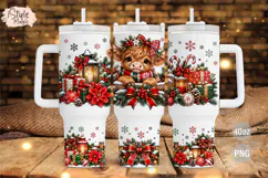 Christmas Highland Cow 40oz Tumbler Wrap PNG Product Image 2