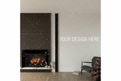 Modern Living Room Design, Blank Wall Mockup, Fireplace Product Image 1