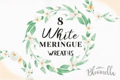 Watercolor White Meringue Clipart Wreaths Flowers Garlands Floral  Product Image 1