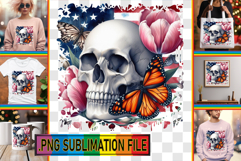 Cozy Sublimation PNG Art, Skull USA Product Image 1