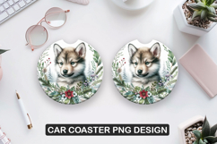 Cub wolf Car Coaster Sublimation| Animal Coaster PNG Product Image 1