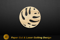 Wooden circle leaf pattern cutout Laser cut Product Image 1