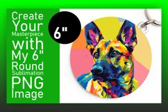Playful Dog Round Design Keychain Sublimation Pattern Product Image 1
