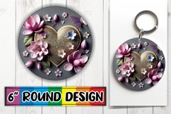 Unique Circle Keychain Magic PNG, 3D Heart Product Image 1