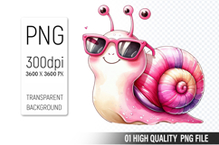 Cute Snail, Animal Sublimation Clipart PNG Product Image 1