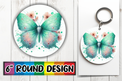 Joyful Coaster Round Design PNG, Butterfly Product Image 1