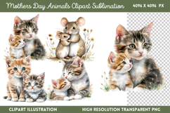 Mothers Day Animals Clipart PNG Product Image 1