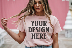 Christmas Bella Canvas 3001 Heather Peach Shirt Mockup ,Tran Product Image 1