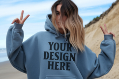 Indigo Blue Gildan 18500 Hoodie Sweatshirt Mockup, 185 mock- Product Image 1