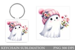 Cute Ghost Keychain Design. Cute Halloween Keychain Product Image 1