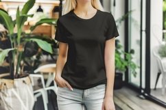 Black T-shirt Mockup on Woman Gildan T shirts Product Image 3