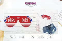 Miss July SVG -Aviator stars sunglasses -4th Of July cut fil Product Image 1