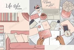 Lifestyle SCENE Homework Planner Girl Background Fashion PNG Product Image 1