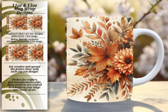 CUSTOM PNG Mug Wrap Design 11oz , Autumn Flower Product Image 1