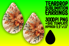 Elegant Teardrop Earrings Design Template , Autumn Flower Product Image 1