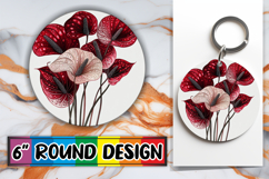 Vibrant Keychain Round Design PNG , Beauty Flower Product Image 1
