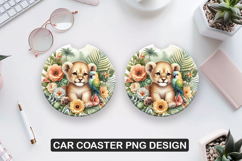 Cub wolf Car Coaster Sublimation| Animal Coaster PNG Product Image 1
