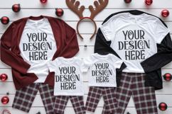Christmas Family Matching Group Flat Lay T-Shirt Mockups Product Image 1