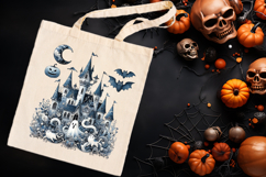 Cute blue Halloween haunted house clipart t shirt design png Product Image 1