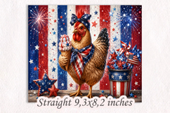 Patriotic Chicken Tumbler Wrap 20oz PNG, Sublimation Design Product Image 3