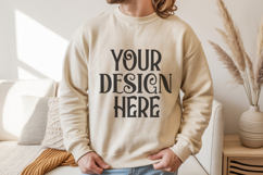 Sand Gildan 18000 Crewneck Sweatshirt Mockups,G18000 Product Image 1