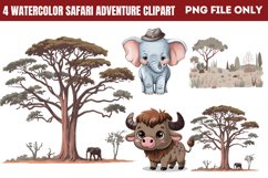 Watercolor Safari Adventure Clipart PNG Product Image 1