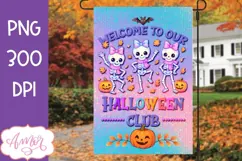 Halloween Garden Flag Sublimation PNG, Cute Skeletons PNG Product Image 1