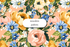 Vibrant Yellow and Lilac Floral Seamless Pattern Product Image 1