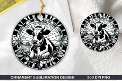 Cute Cow Stained Glass Ornament PNG, Digital Download File Product Image 1