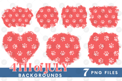 American 4th of July Cat Dog Paw Background Png DTF Bundle Product Image 1