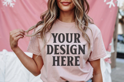 Christmas Bella Canvas 3001 Heather Peach Shirt Mockup ,Tran Product Image 1