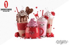 Valentine Coffee Sublimation Clipart - High Quality Design Product Image 1