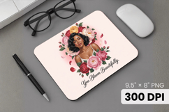 Afro Girl / Woman braided hair Mouse Pad, Black Queen PNG Product Image 1