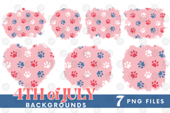 American 4th of July Cat Dog Paw Background Png DTF Bundle Product Image 1