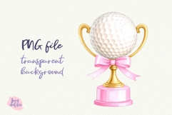 Vintage Coquette Golf Trophy Retro Pink Golf Clipart Product Image 1