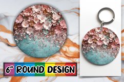 Shimmering Floral Bliss Sublimation Circle: Keychain, Coaste Product Image 1