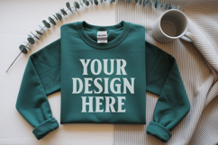 Forest Green Gildan 18000 Folded Flat Lay Mockups Product Image 1