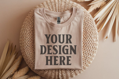 Gildan 64000 Sand Folded Tshirt Mockup Product Image 1