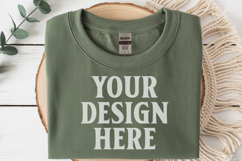 Military Green Gildan 5000 Flat Lay Tshirt Mockup, G5000 moc Product Image 1