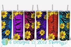 Yellow Flowers Tumbler | Zebra Print Sublimation Designs Product Image 1