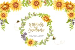 Sunflower Greenery and Bee clipart Product Image 5