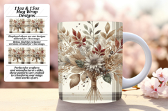 FASHIONABLE PNG for 15oz Mug Wrap , Autumn Flower Product Image 1