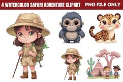 Watercolor Safari Adventure Clipart PNG Product Image 1