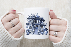 Cute blue Halloween haunted house clipart t shirt design png Product Image 4