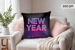 Happy New Year PNG Pillow, Festive New Year's Eve 2026 PNG Product Image 1
