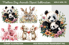 Mothers Day Animals Clipart PNG Product Image 1