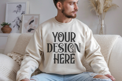 Sand Gildan 18000 Crewneck Sweatshirt Mockups,G18000 Product Image 1