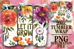 Sublimation Delight 20oz tumbler wrap, Flower Quote Product Image 1